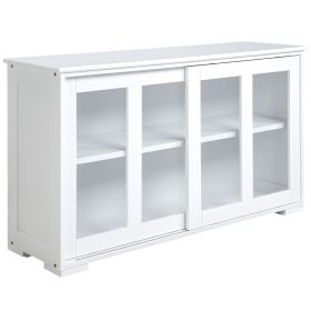 HOMCOM White Stackable Sideboard with Glass Door & Ample Storage for Modern Dining Room or Kitchen