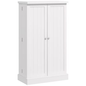 HOMCOM Freestanding Kitchen Pantry Cabinet White with 5-Tier Shelf 12 Spice Rack Adjustable Shelves
