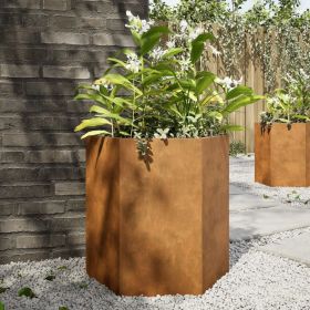 Garden Planter Set of 2 Rust-brown Weathering steel Medium