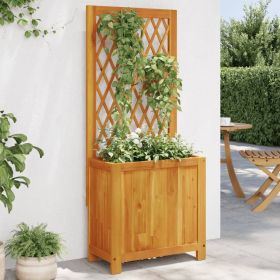 Planter with Trellis 21.7"x11.6"x52" Solid Wood Acacia