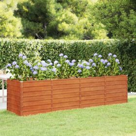 Garden Raised Bed Rusty Corten steel Large Garden Raised Bed (Color: Brown)