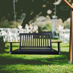 Front Porch Swing with Armrests, Wood Bench Swing with Hanging Chains,for Outdoor Patio ,Garden Yard, porch, backyard, or sunroom,Easy to Assembl (Color: as Pic)