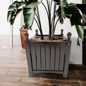 Wood Outdoor Square Wooden Flower and Herb Pot for Garden, Porch and Patio - Outside Plant and Vegetable Container ,Planter ,Black (Color: as Pic)