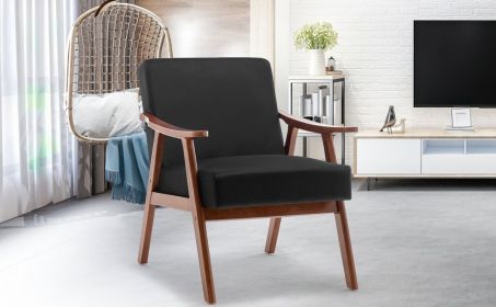 Mid-Century Modern Chair, Living Room Chair with Solid Wood Frame, Accent Chair Extra-Thick Backrest, Wingback Chair for Bedroom, Reading Room (Color: as Pic)