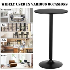 24 Inch Modern Style Round Cocktail Table with Metal Base and MDF Top (Color: Black)
