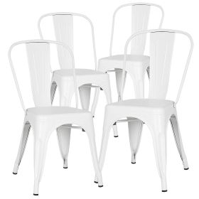 Metal Dining Chairs Set of 4 Indoor Outdoor Patio Chairs Stackable Kitchen Chairs with Back Restaurant Chair 330 LBS Capacity (Quantity: 4, Color: White)